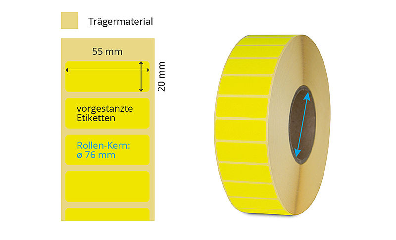 Gelbe Etiketten Thermotransfer Rolle